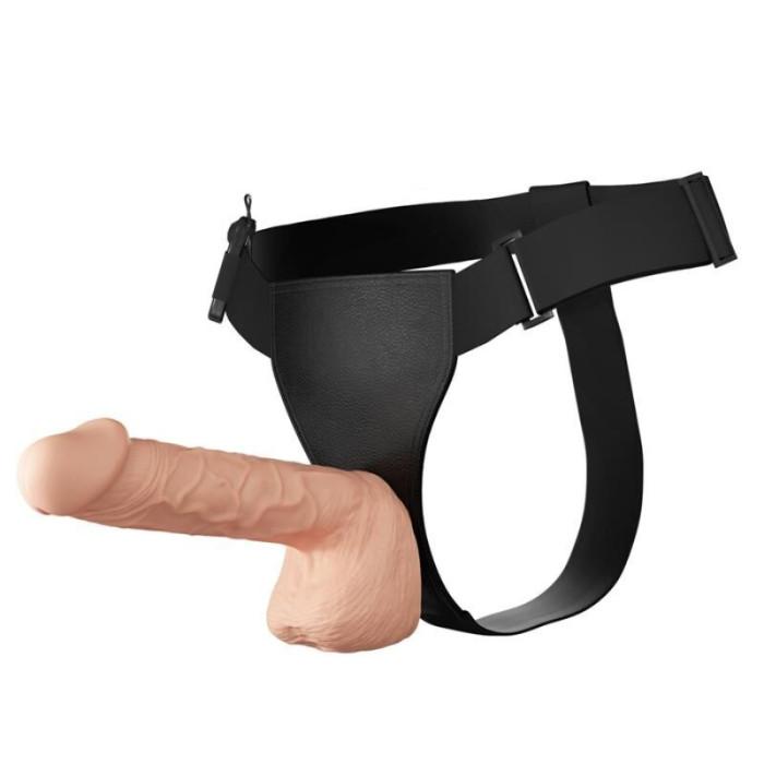 Obsenza - Harnais Érotique Ultra Passionné 26 cm Naturel avec Vibromasseur et Télécommande - Image 1