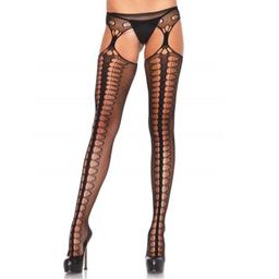 Obsenza - Exklusive Tights mit Garter von Leg Avenue für Verführerinnen - OS - Image 1