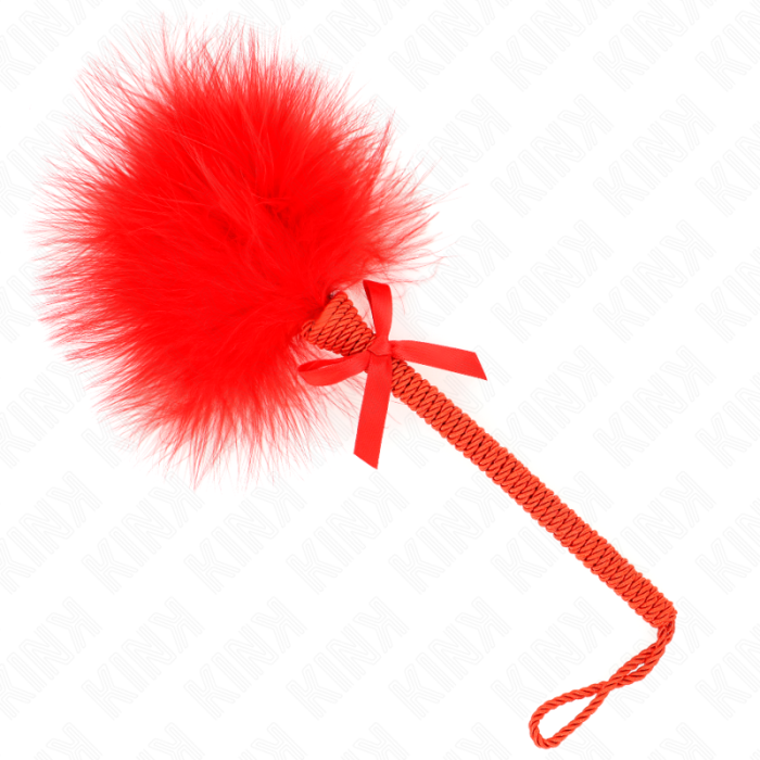 Obsenza - Masajeador de cuerda de nailon con plumas para cosquillas y lazo rojo 25 cm - Rojo - Image 1