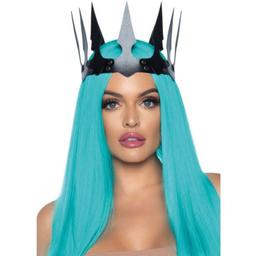 Obsenza - Couronne Maléfique en Cuir Synthétique avec Clous Noir pour Costume Effrayant - TU - Image 1