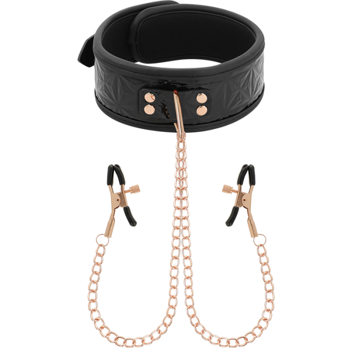 Obsenza - BEGME Black Edition Halsband mit Nippelklemmen für BDSM & Fetischspiele - Schwarz - Image 2