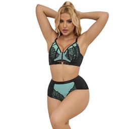 Obsenza - Conjunto de Lingerie Leather Verde com Zíper e Malha SUBBLIME - Image 1