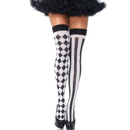 Obsenza - Calzini alti arlecchino bianco/nero Leg Avenue per un look audace e originale - OS - Image 1