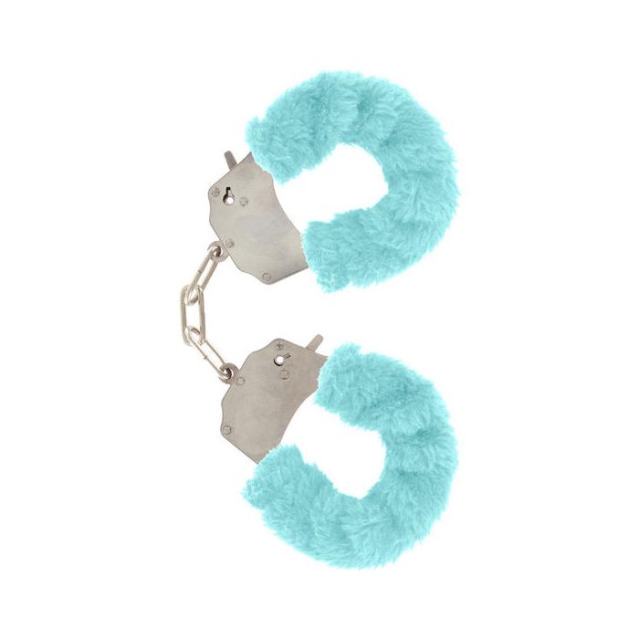 Obsenza - Furry Fun Cuffs Bondage Azul - Esposas de Pelúcia Confortáveis e Seguras - Image 1