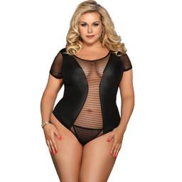 Obsenza - Fetish Teddy Manga Corta Queen Plus de Sublime para Mujer - OS - Image 1
