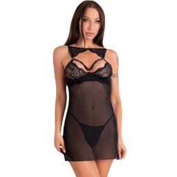 Obsenza - Elegant Livco Corsetti Fashion Krolina Chemise and Thong Set - Black - Image 1