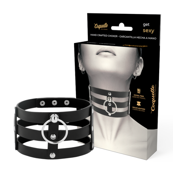 Obsenza - Fetish Style Vegan Leather Choker for BDSM and Lingerie Accessories - OS - Image 3