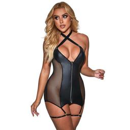 Obsenza - Vestido Sexy de Malha Couro Preto Sublime S/M - Elegância e Sedução Máxima - S/M - Image 1