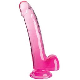 Obsenza - Dildo Clear con Testículos Realista de 20. - Rosa - Image 1