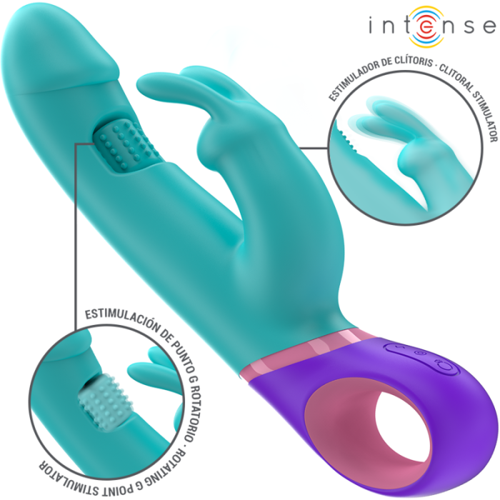 Obsenza - Vibrador Mónica con Estimulador rotatorio para punto G y clítoris - Celeste - Image 1