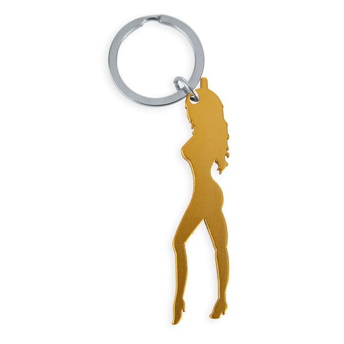 Obsenza - Keyring with female silhouette in gold color with beer opener - Image 1