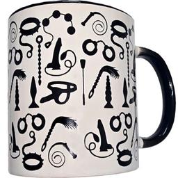 Obsenza - White bondage mug with black handle 370 ml - Image 1