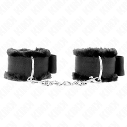 Obsenza - Pelzgefütterte Handgelenkfesseln Verstellbar 17-31 cm x 7 cm - Schwarz - Image 1