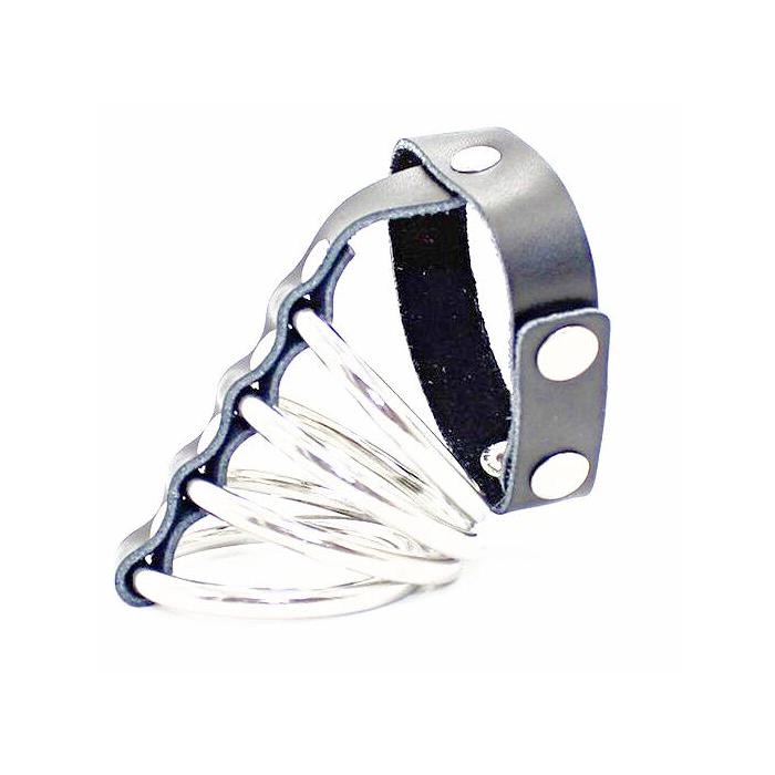 Obsenza - Premium Penis Sheath with Metal Rings and Leather Strap by OHMAMA - Image 1