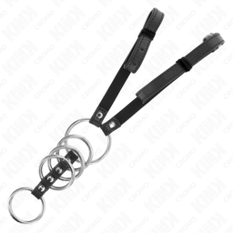 Obsenza - 5 anillos pene 3.8 cm a 5 cm metal con cinturón polipiel 112 cm - Image 1