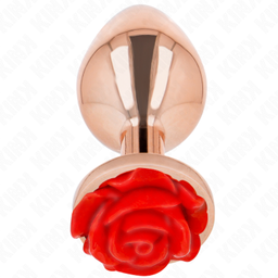 Obsenza - Plug Anal de Ouro Rosa com Rosa Vermelha KINK - Luxo, Conforto e Estilo - Vermelho - Image 1