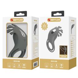 Obsenza - Pretty Love Ruben Double Vibrating Ring with Stimulator for Enhanced Pleasure - Gray - Image 1