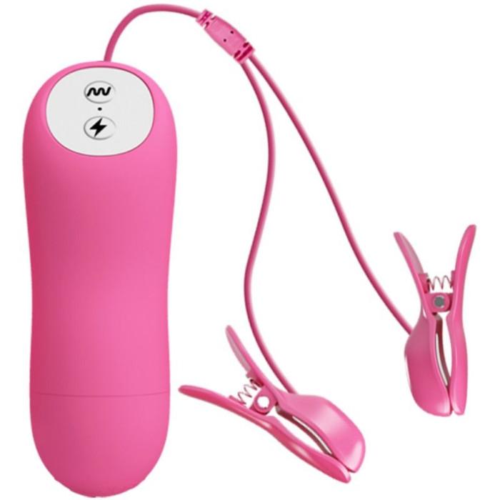 Obsenza - Romantic Wave Vibrating Clamps with Electroshock for Intense Pleasure - Fuchsia - Image 1