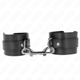Obsenza - KINK Adjustable Leather Wrist Restraints with Big Buckle and Rivet Row - Black - Image 1
