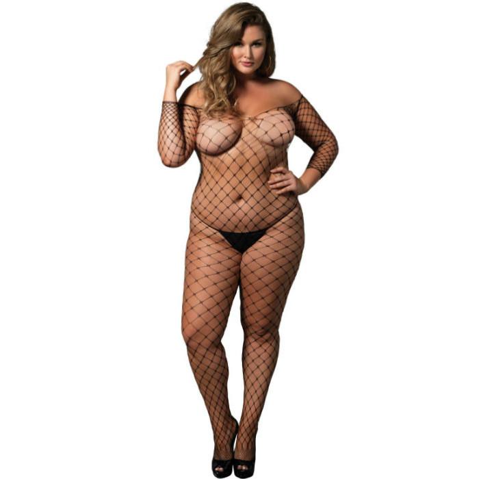 Obsenza - Bodystocking Épaules Dénudées Grande Taille - Leg Avenue - Plus size - Image 1