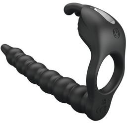 Obsenza - Anneaux pénis avec vibrateur prostatique Blackney - Stimulations Intenses - Noir - Image 1