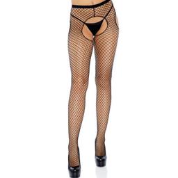 Obsenza - Medias de Red Crotchless con Liguero y Abertura Provocadora - OS - Image 1