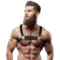 Obsenza - Men's Eco-Leather Bulldog Chest Harness for Dominance and Style - M - Image 1