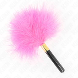 Obsenza - Plumes Tickling en Métal Doré Fuchsia 18 cm - Éveil Sensuel et Élégance - Fuchsia - Image 1