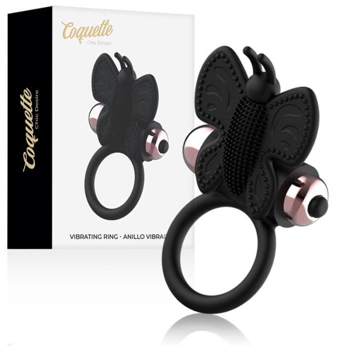 Obsenza - COQUETTE CHIC DESIRE Schmetterling Cockring mit Vibrator - Schwarz - Image 1
