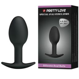 Obsenza - Pretty Love Ergonomic Silicone Anal Plug with Weighted Ball 6. - Black - Image 1