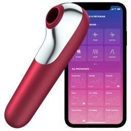 Obsenza - Dual Love Vibrator and Suctioner with Pulsed Air by Satisfyer - Red - Image 1
