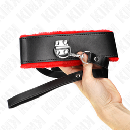 Obsenza - Colar com Cinto Ajustável 116 cm em Couro Vermelho para BDSM - Vermelho - Image 1