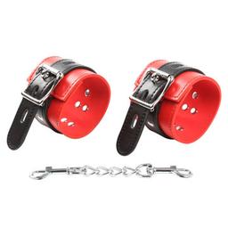 Obsenza - OHMAMA Fetiche - Algemas de Retenção de Pulso com Bloqueio e Fivela - Preto/Vermelho - Image 1