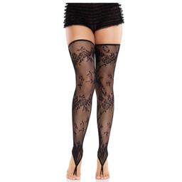 Obsenza - Elegant Black Floral Lace Footless Stockings for a Romantic Touch - OS - Image 1