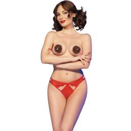 Obsenza - Festive Red Nipple Covers and Panties Set by CHILIROSE - Red - Image 1