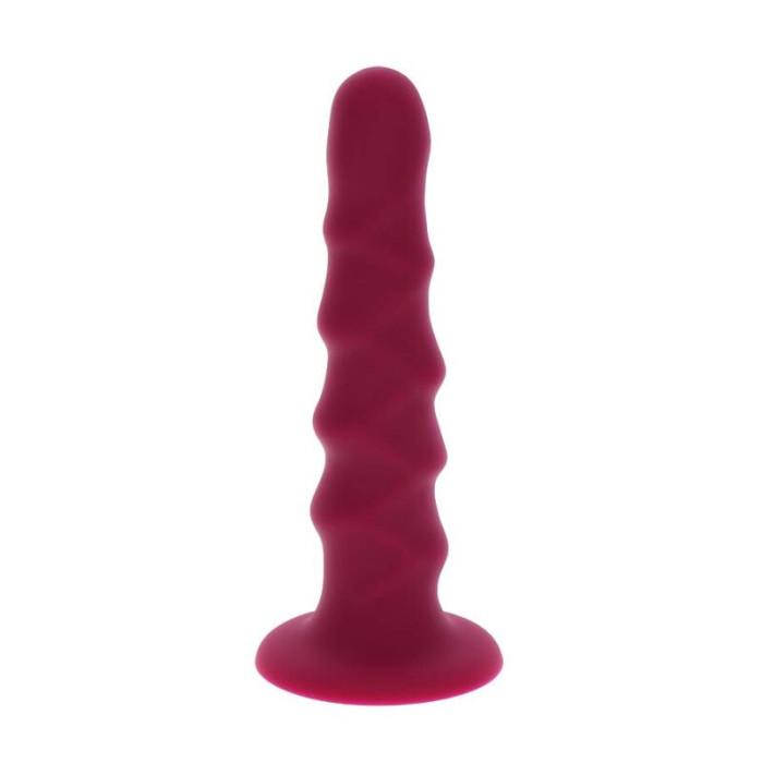 Obsenza - GET REAL Ribbed Dong 12 cm – Flexibler Silikon-Dong mit Saugnapf - Rot - Image 1