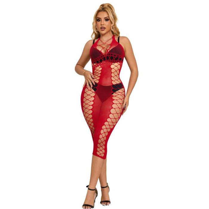 Obsenza - Vestido Longo Red Fishnet Sublime para Momentos Sedutores - OS - Image 1