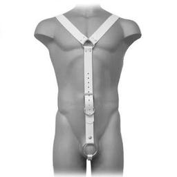 Obsenza - Herren BDSM Lederharnisch Weiß – Verstellbarer Bondage Body für intensive Fantasien - OS - Image 1