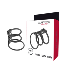Obsenza - Conjunto de 3 Anéis Flexíveis para Pénis - DARKNESS - Image 1