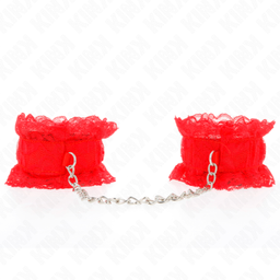 Obsenza - Elastische Handgelenksfesseln aus Spitze für stilvolle Kontrolle - Rot - Image 1