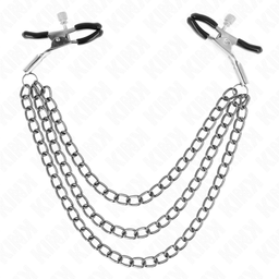 Obsenza - KINK Nipple Clamps with 3 Chains - Adjustable Lengths 20/23/28 cm - Black - Image 1