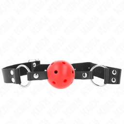 Obsenza - Atmungsaktiver 4 cm Ballknebel mit Doppelniet und Verstellbarkeit - Rot - Image 1