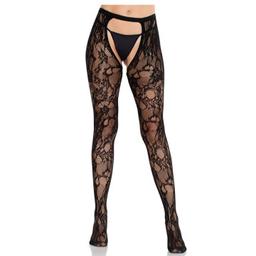 Obsenza - Elegant Rose Lace Open-Back Stockings by Leg Avenue - OS - Image 1