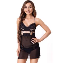 Obsenza - Maia Babydoll et String Noir S/M – Élégance et Sensualité - Noir - Image 1