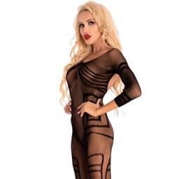 Obsenza - Set Elegante di Lingerie in Tessuto Elastico con Accappatoio, Camicia e Perizoma - OS - Image 1