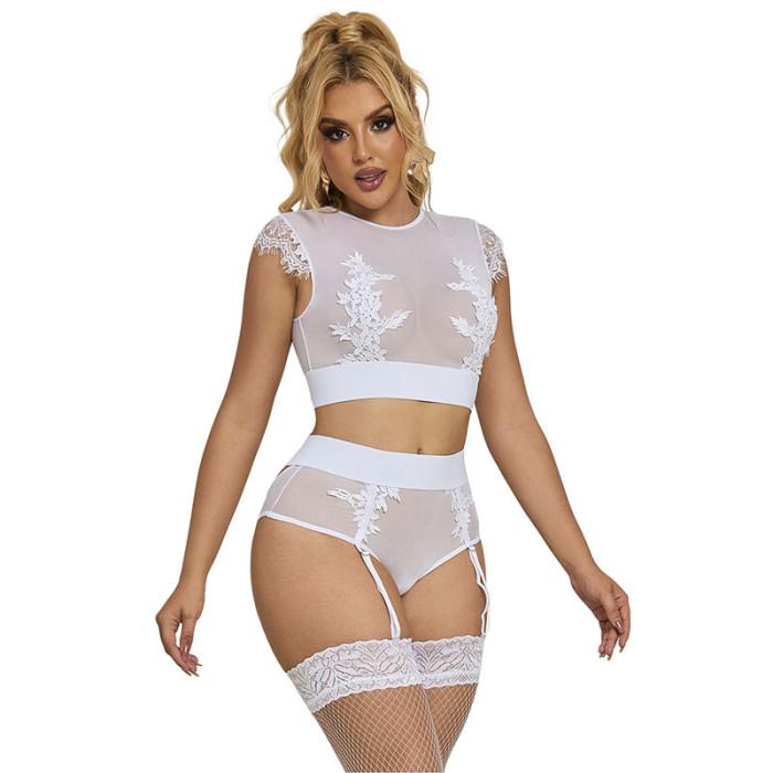Obsenza - Sutiã e Calcinha com Cinto-Liga Sublime para Mulheres Elegantes - Branco - Image 1