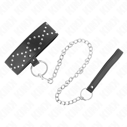Obsenza - Collier 65 cm avec Laisse à Clous Argentés Modèle 3 Réglable 36-43 cm x 5 cm - Image 1