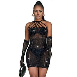 Obsenza - Erhabenes Netzkleid mit Strass - Sexy Glamour für Damen - OS - Image 1
