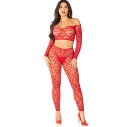 Obsenza - Conjunto Top Crop e Meia Vermelha Sedutor e Ousado Leg Avenue - OS - Image 1