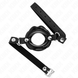 Obsenza - Mordaça Lip 8 cm com Alça de Couro Ajustável KINK - Preto - Image 1
